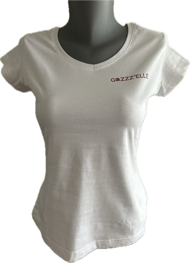 T-Shirt GAZZZ'ELLE CLASSIC blanc et rose