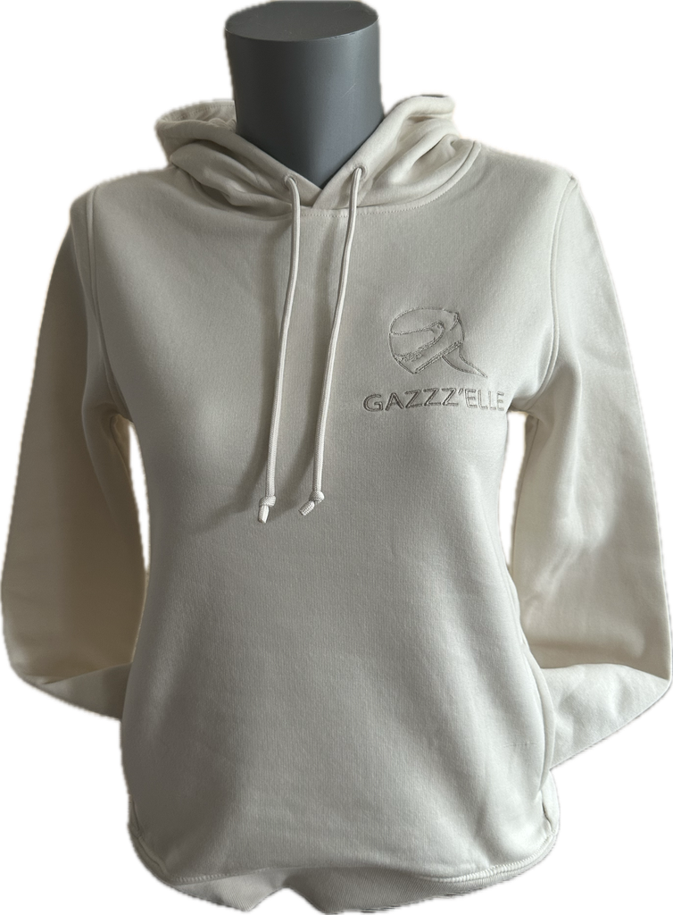 Sweat à capuche beige clair brodé