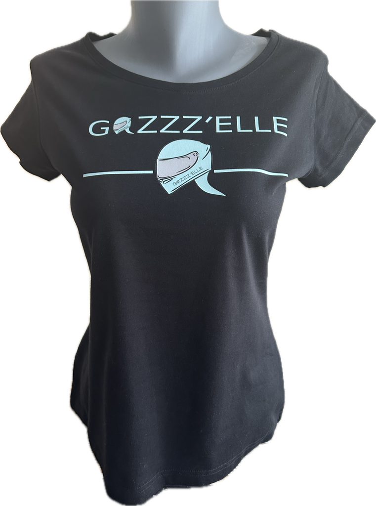 T-shirt GAZZZ'ELLE ONE noir et  turquoise